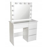 Houten kaptafel - met lades - spiegel - led - usb - stopcontact - 140x94x43cm