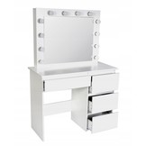 Houten kaptafel - met lades - spiegel - led - usb - stopcontact - 140x94x43cm