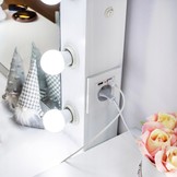 Houten kaptafel - met lades - spiegel - led - usb - stopcontact - 140x94x43cm