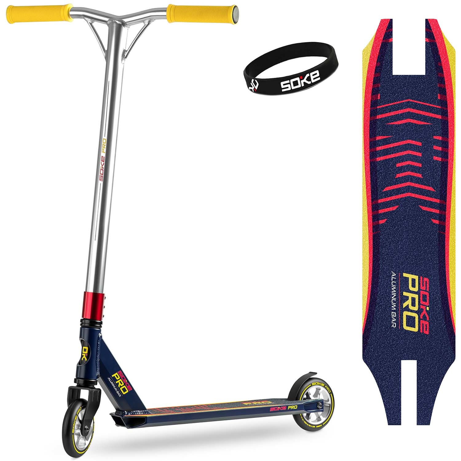 Stuntstep - Soke Pro - Blauw rood - 85 cm - 360º stuur