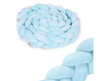 Bedbumper - Bedomrander - Gevlochten - 3m - Blauw