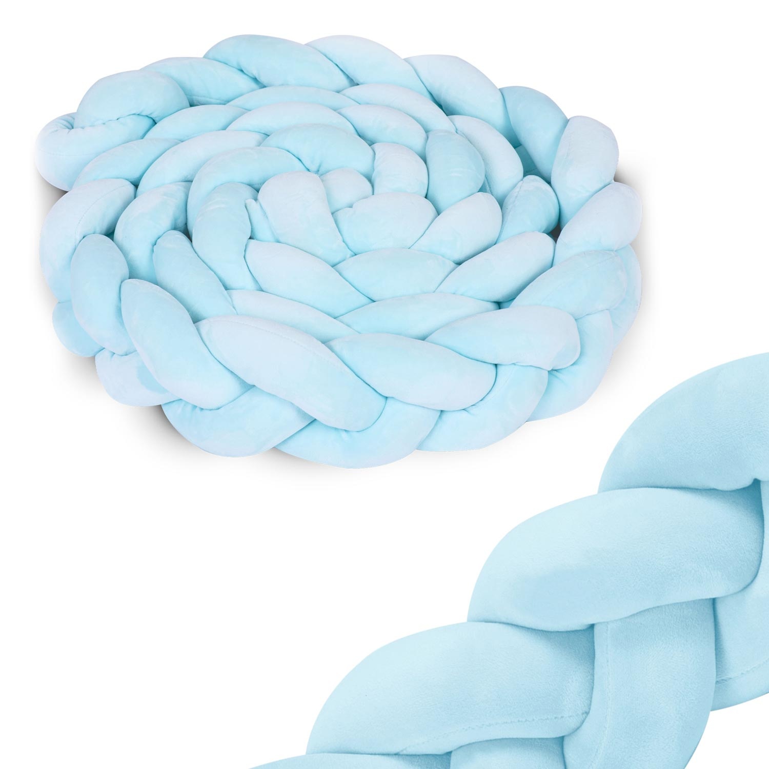 Bedbumper - Bedomrander - Gevlochten - 3m - Blauw