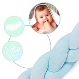 Bedbumper - Bedomrander - Gevlochten - 3m - Blauw