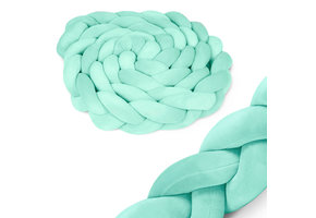 Bedbumper - Bedomrander - Gevlochten - 3m - <br />
Mintgroen