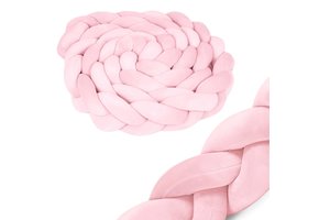 Bedbumper - Bedomrander - Gevlochten - 3m - Roze