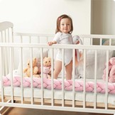 Bedbumper - Bedomrander - Gevlochten - 3m - Roze