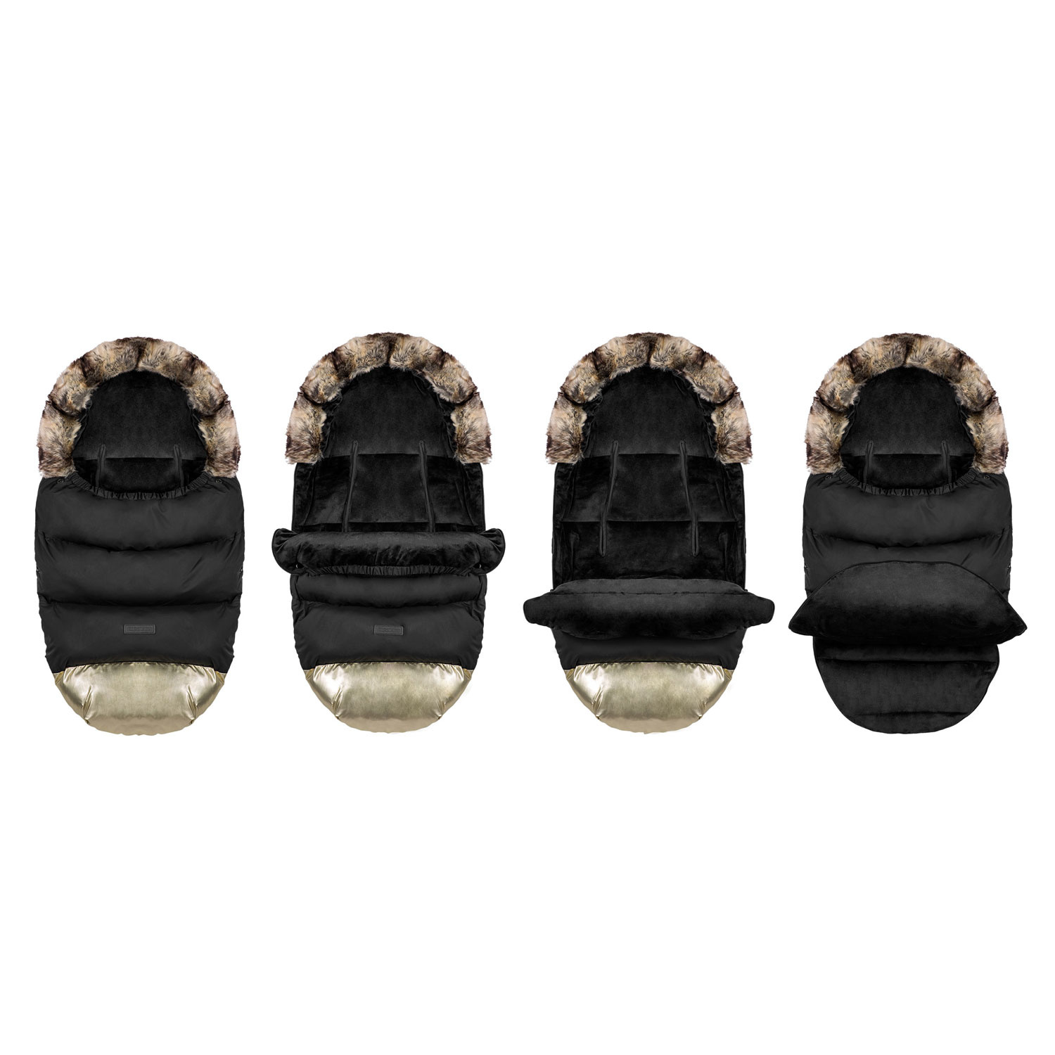 Voetenzak kinderwagen - buggy - Zwart met goud