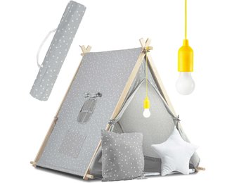 Speeltent - met Lamp en kussens - Grijs