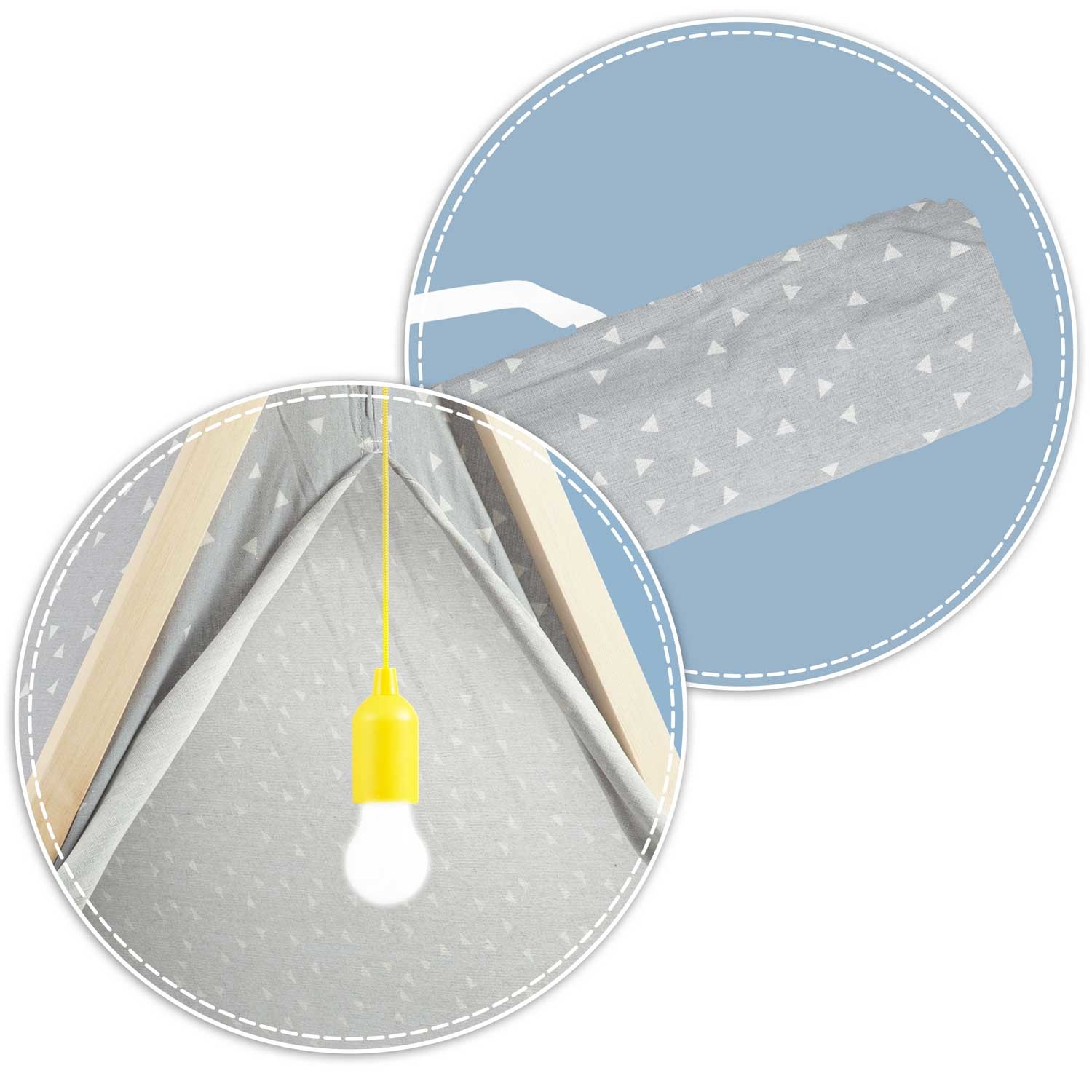 Speeltent - met Lamp en kussens - Grijs