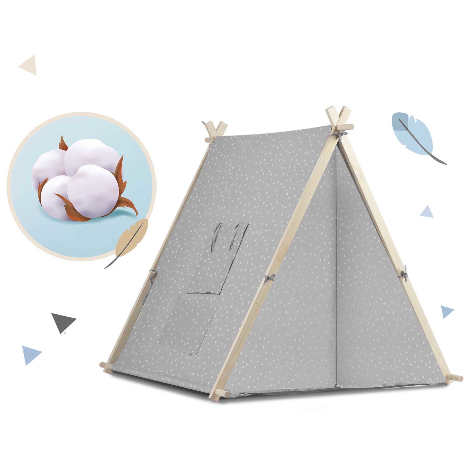 Speeltent - met Lamp en kussens - Grijs