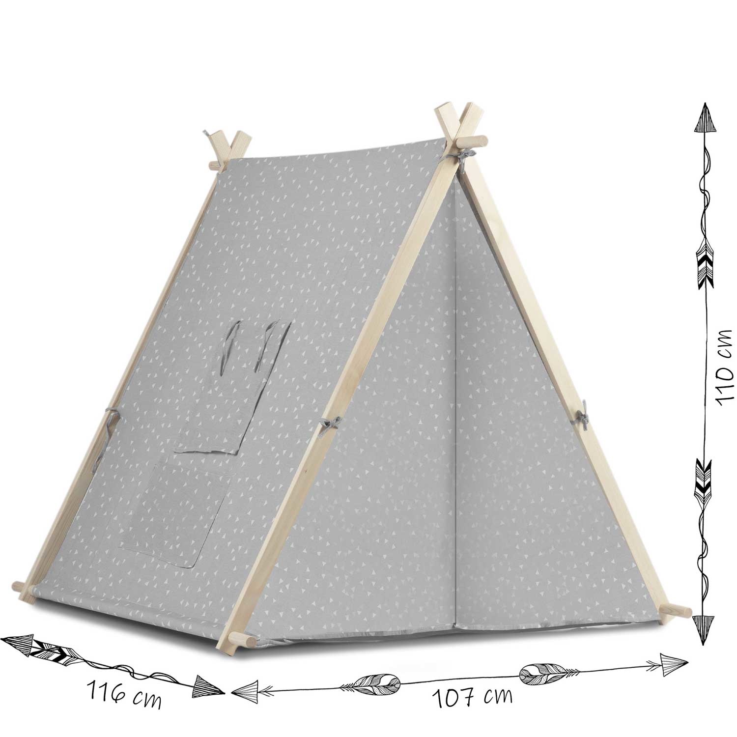 Speeltent - met Lamp en kussens - Grijs