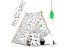 Speeltent - met Lamp en kussens - Zwart wit