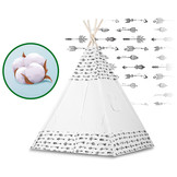 Tipi tent - Speeltent - Wit & pijlen - met Kussens en Lampjes