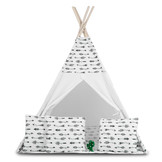 Tipi tent - Speeltent - Wit & pijlen - met Kussens en Lampjes