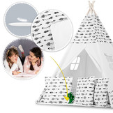 Tipi tent - Speeltent - Wit & pijlen - met Kussens en Lampjes