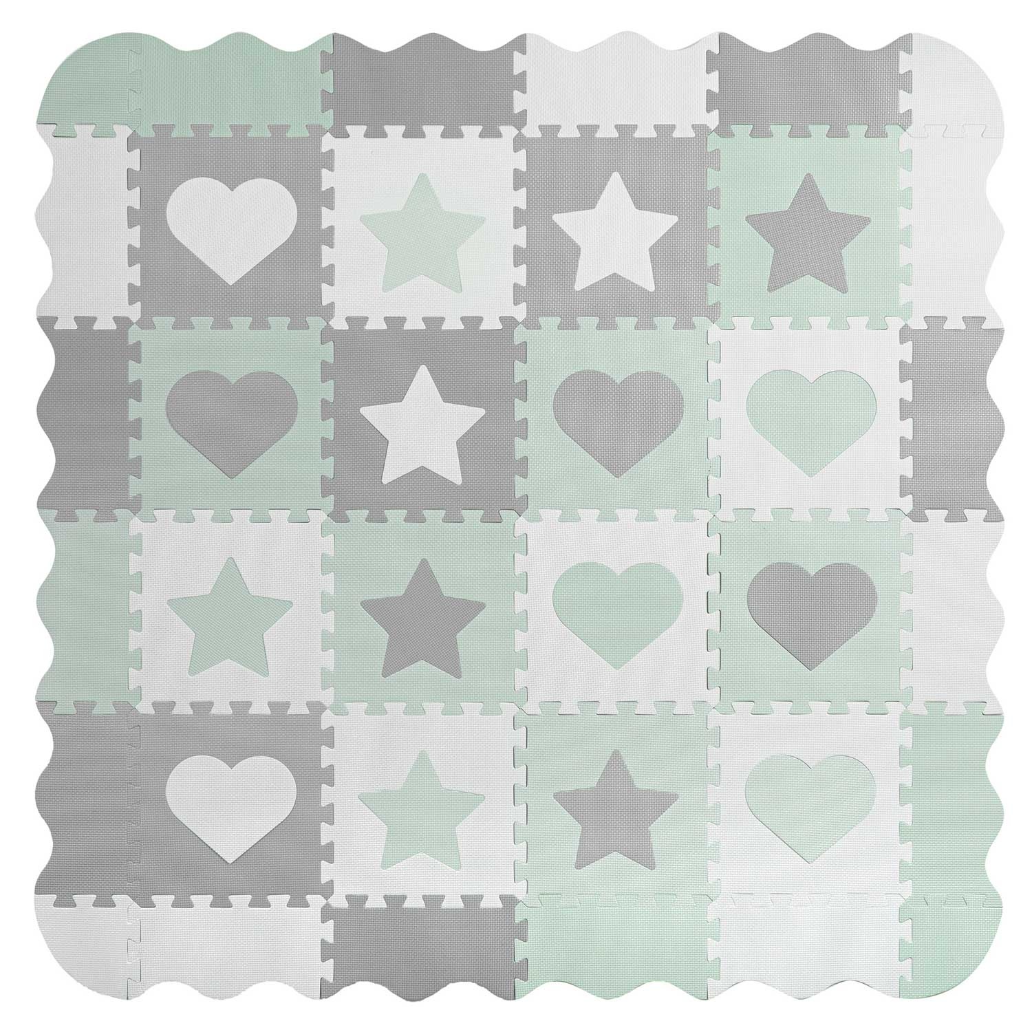 Speelmat baby - Foam puzzelmat - 150x150cm - grijs-mint