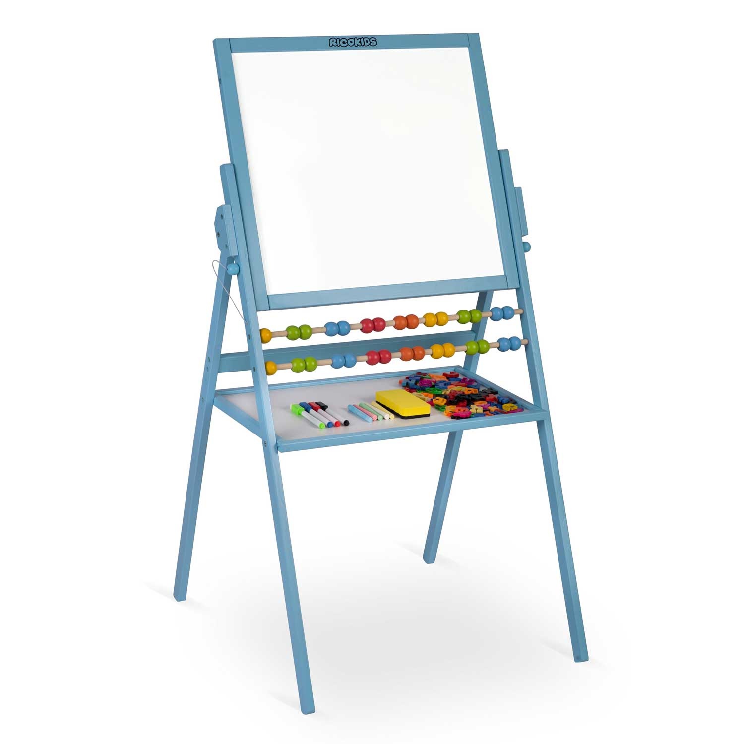 Krijtbord en Magnetisch tekenbord - met accessoires - Blauw