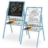 Krijtbord en Magnetisch tekenbord - met accessoires - Blauw