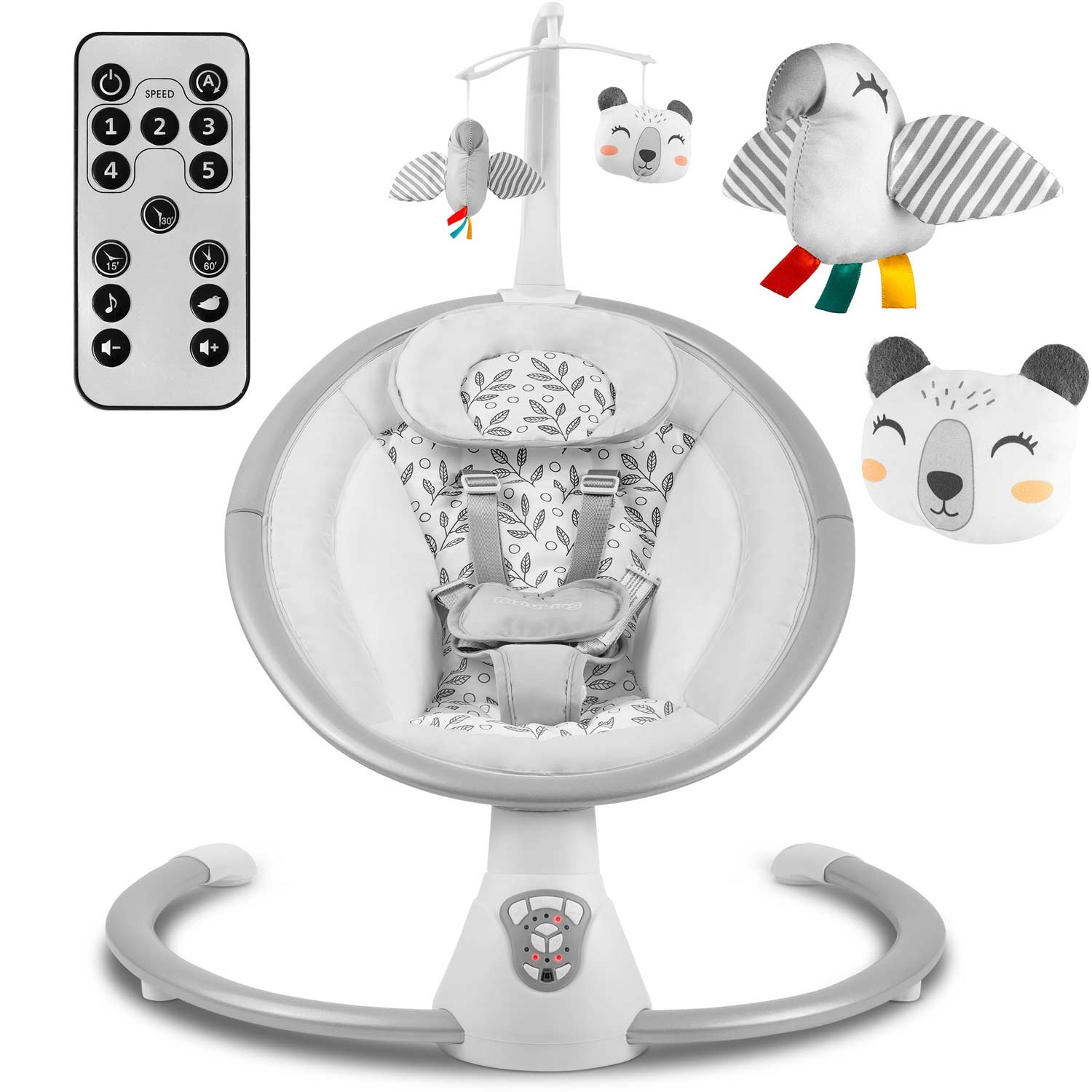 Schommelstoel baby - Wipstoel - Wit en grijs