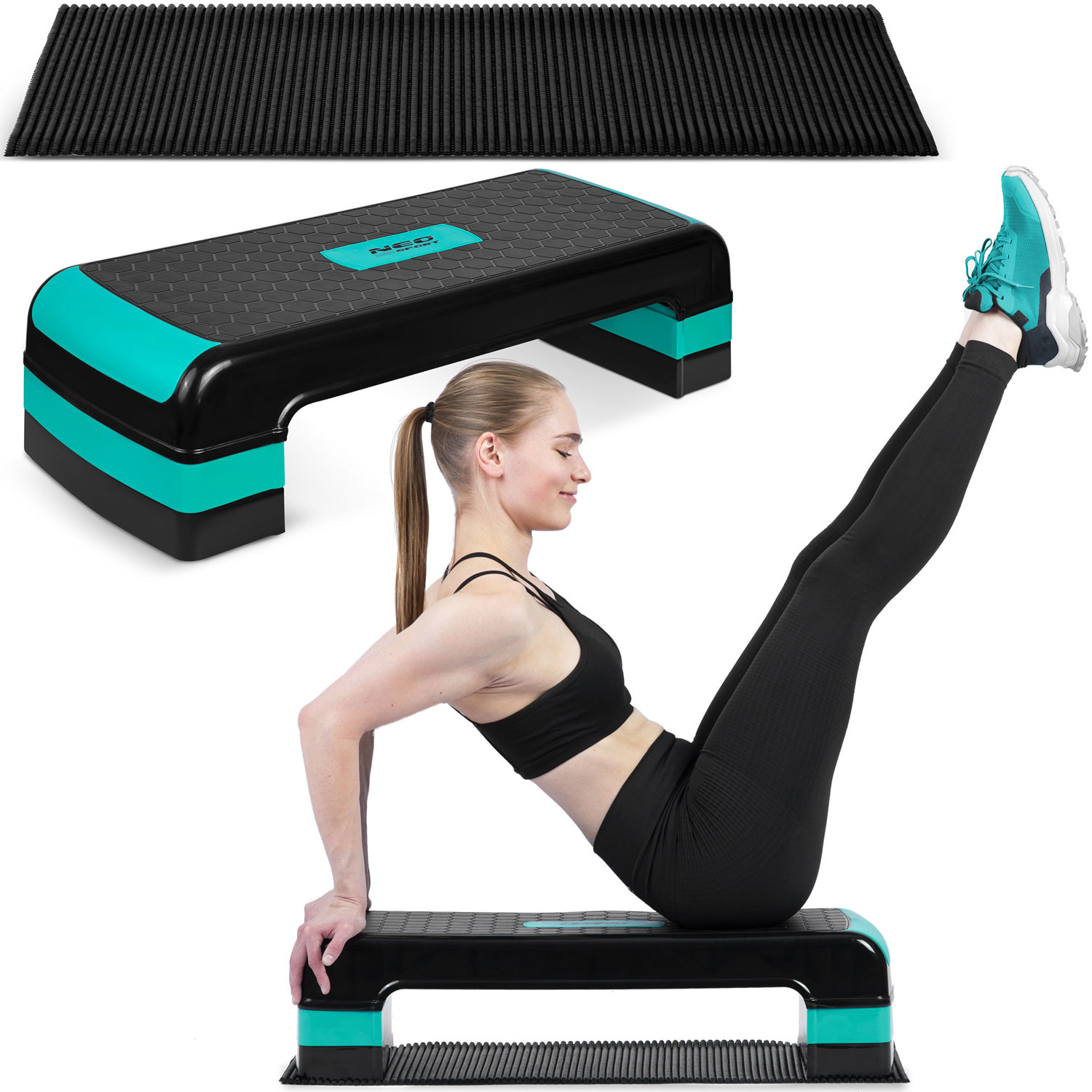 Aerobic step - Fitness step - 3 treden - 80x30x20cm