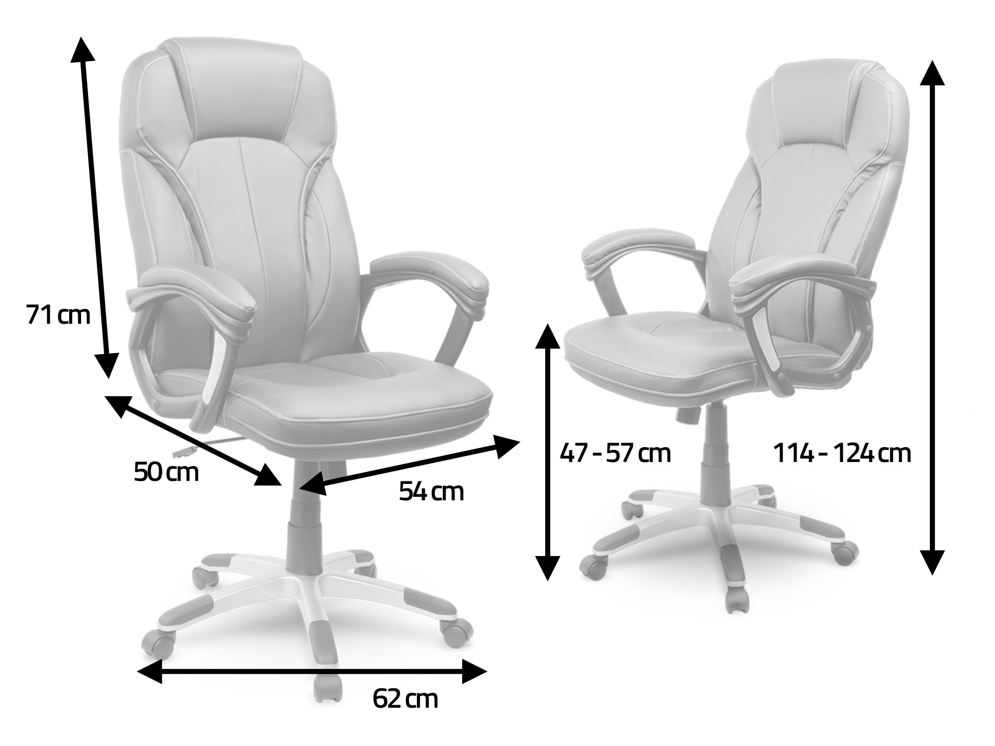 Bureaustoel - Ergonomisch - Zwart - Eco-leer