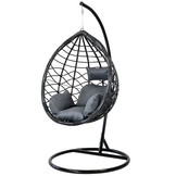 Hangstoel - met frame - zwart - grijs kussen - tot 125 kg