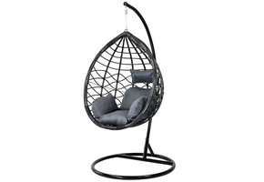 Hangstoel - met frame - zwart - grijs kussen - tot 125 kg