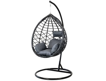 Hangstoel - met frame - zwart - grijs kussen - tot 125 kg