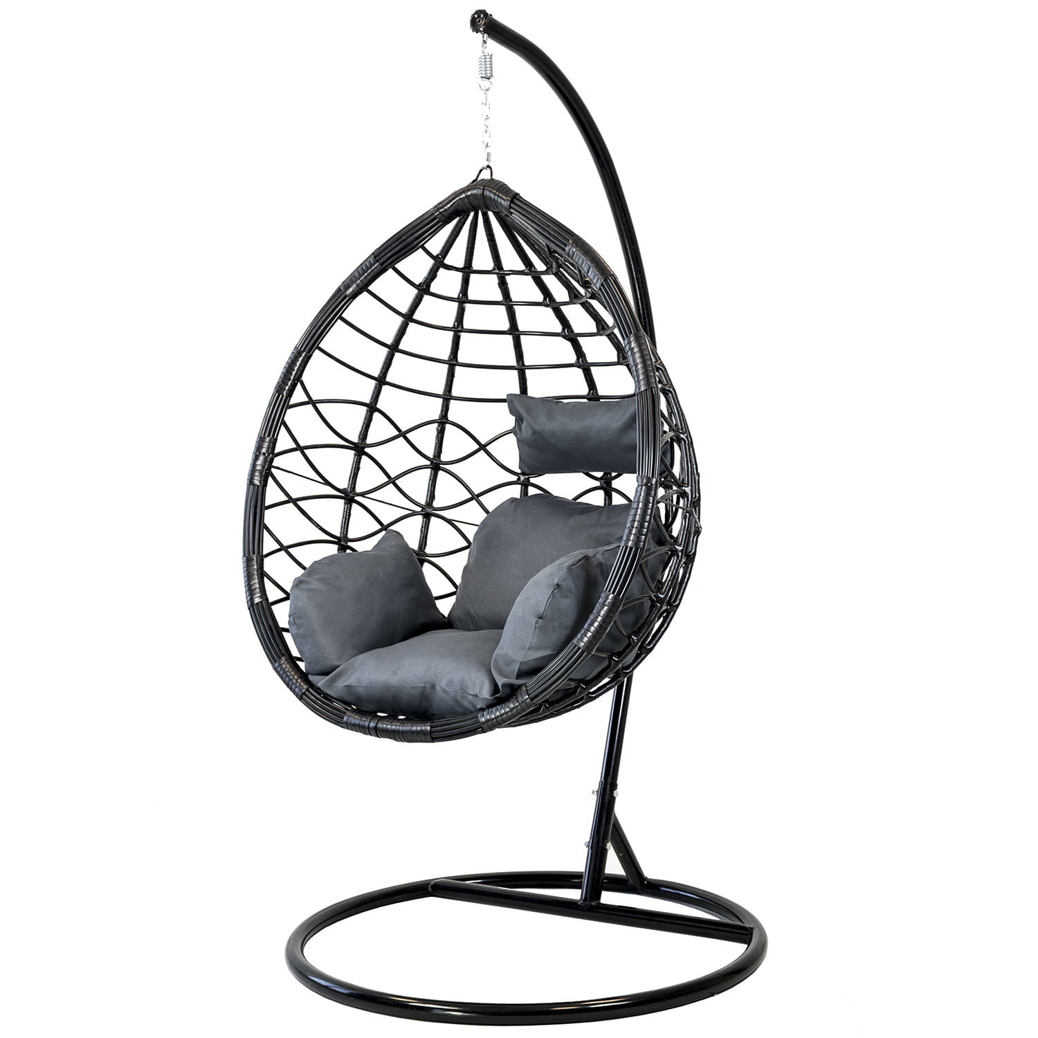 Hangstoel - met frame - zwart - grijs kussen - tot 125 kg