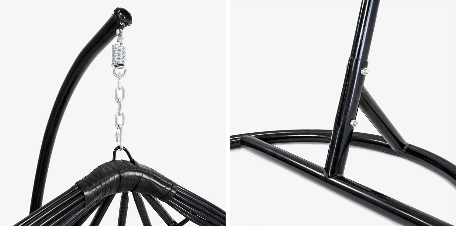 Hangstoel - met frame - zwart - grijs kussen - tot 125 kg