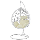 Hangstoel - met frame - wit - beige kussen - tot 125 kg