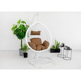 Hangstoel - met frame - wit - beige kussen - tot 125 kg
