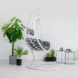 Hangstoel - met frame - wit - beige kussen - tot 125 kg