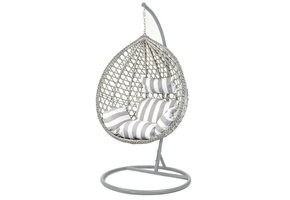 Hangstoel - met frame - grijs - grijs witte kussen - tot 125 kg