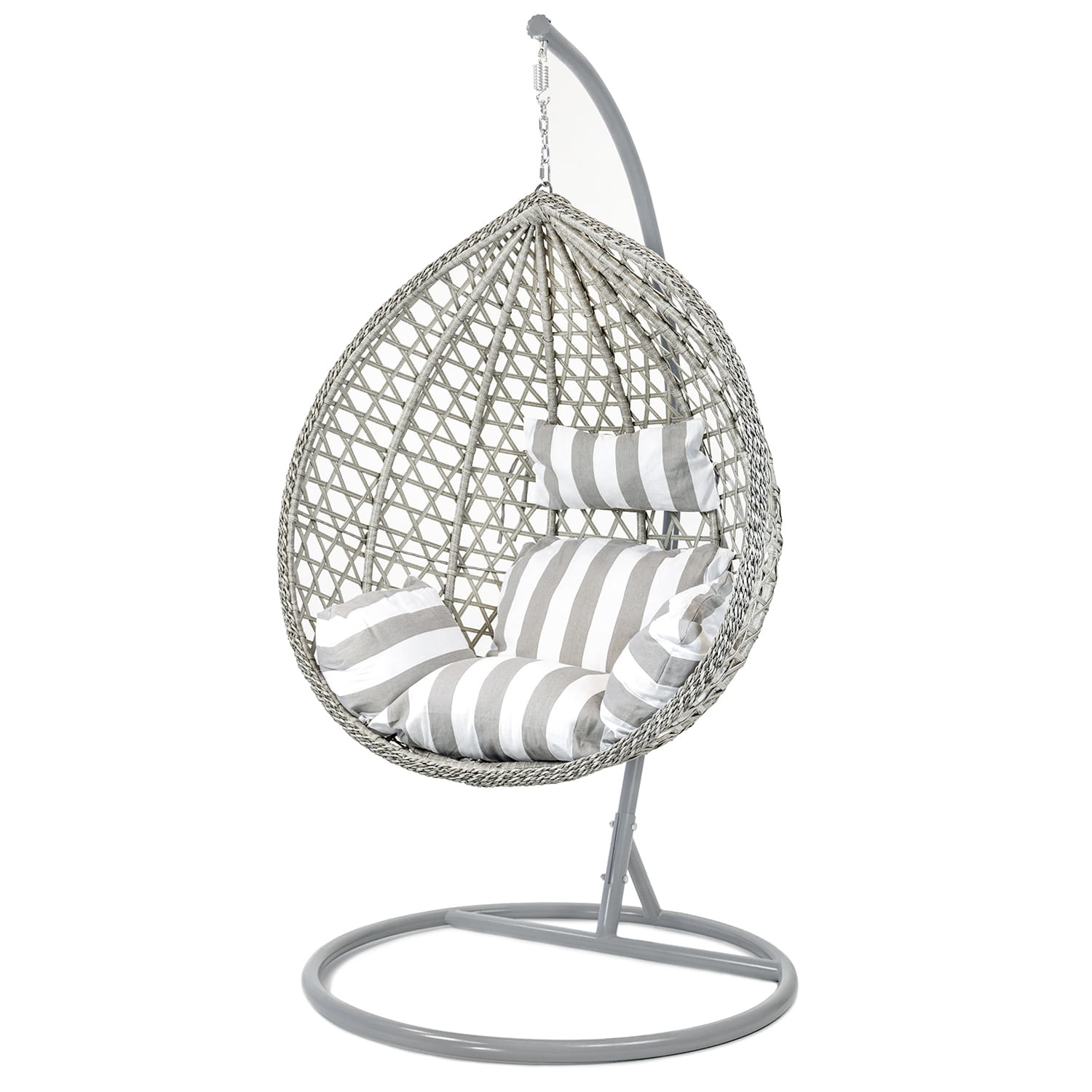 Hangstoel - met frame - grijs - grijs witte kussen - tot 125 kg