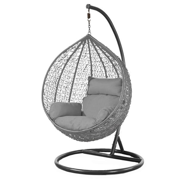 Hangstoel - met frame - grijs - grijs kussen - tot 125 kg