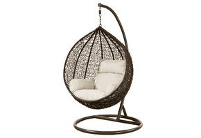 Hangstoel - met frame - bruin - beige kussen - tot 125 kg