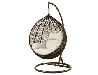 Hangstoel - met frame - bruin - beige kussen - tot 125 kg