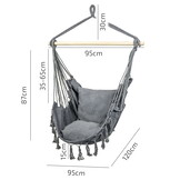 Hangstoel - Hangmat stoel - Grijs - tot 150 kg