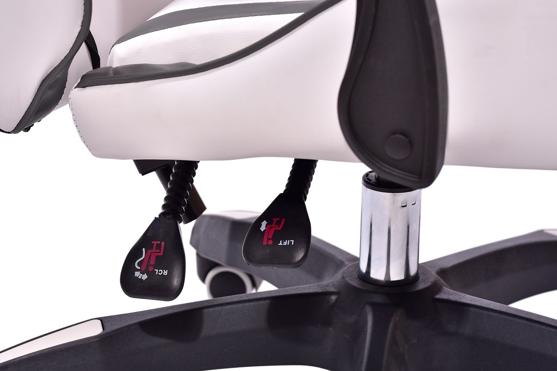 Gamestoel ergonomisch wit-grijs-limoen ECO-leer bureaustoel