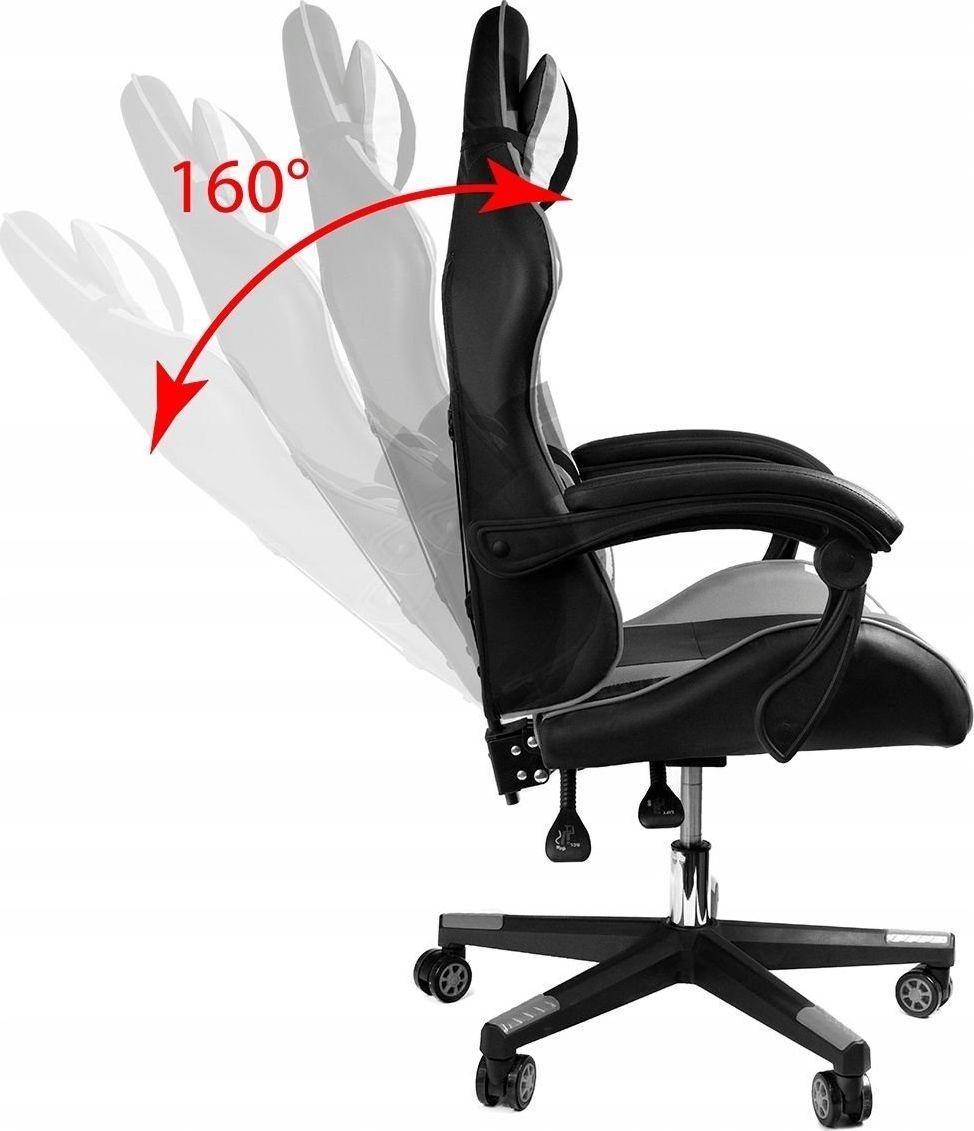 Gamestoel ergonomisch wit-grijs-limoen ECO-leer bureaustoel