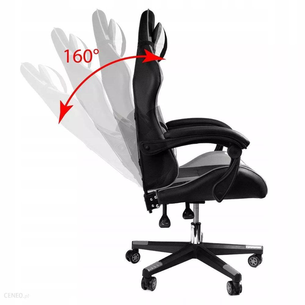 Gamestoel ergonomisch zwart & grijs ECO-leer bureaustoel