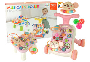 Loopwagen - en Speeltafel - 2 in 1 - Roze - 45 cm