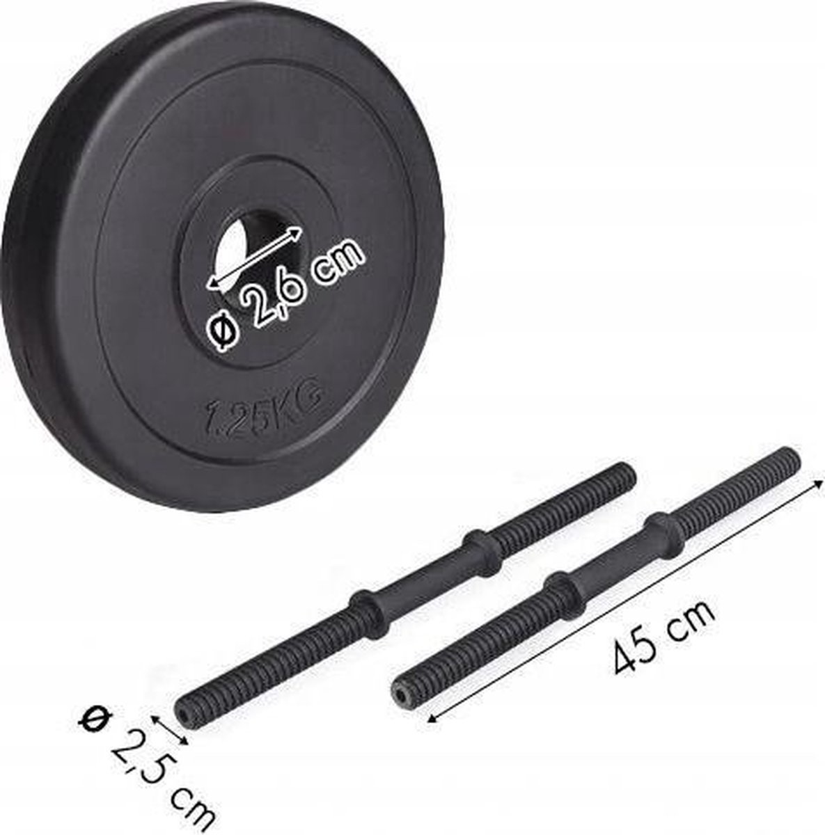 Halterset 31,5 kg - 2 halters van 15,75 kg - met schroefklemmen