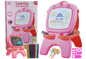 Krijtbord - Dubbelzijdig - met stiften en krijt - Roze