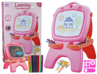 Krijtbord - Dubbelzijdig - met stiften en krijt - Roze