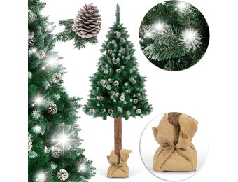 Kunstkerstboom - 180 cm - op houten stam - met Dennenappels