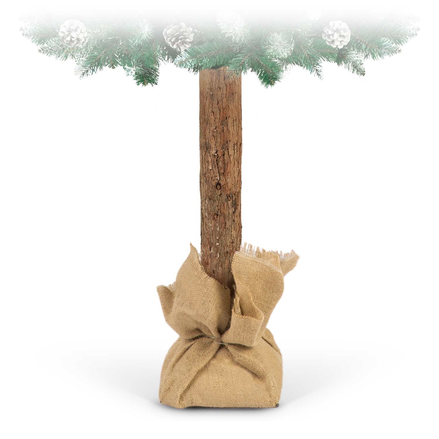 Kunstkerstboom - 180 cm - op houten stam - met Dennenappels