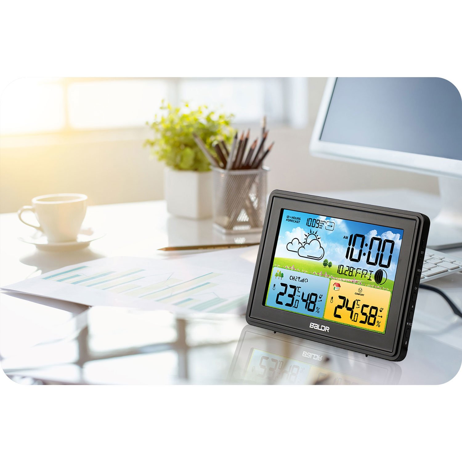 Weerstation - Draadloos - met kleuren Display - Zwart