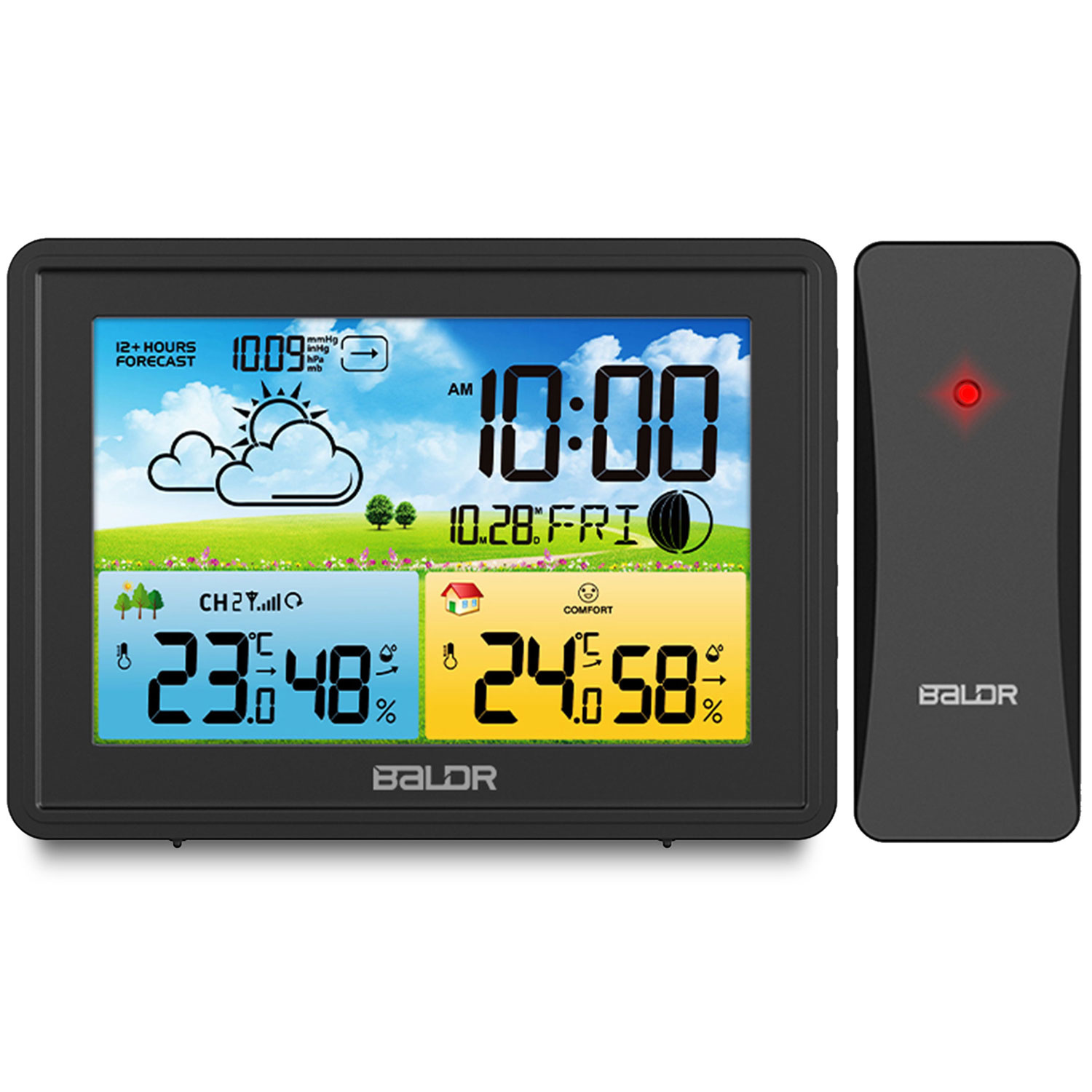 Weerstation - Draadloos - met kleuren Display - Zwart